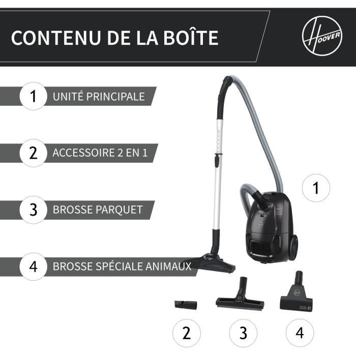 HOOVER HE1 Bagged Cylinder Vacuum Cleaner - 2.5 L - High Performance on Hard Floors