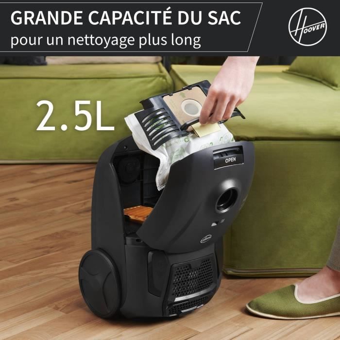 HOOVER HE1 Bagged Cylinder Vacuum Cleaner - 2.5 L - High Performance on Hard Floors