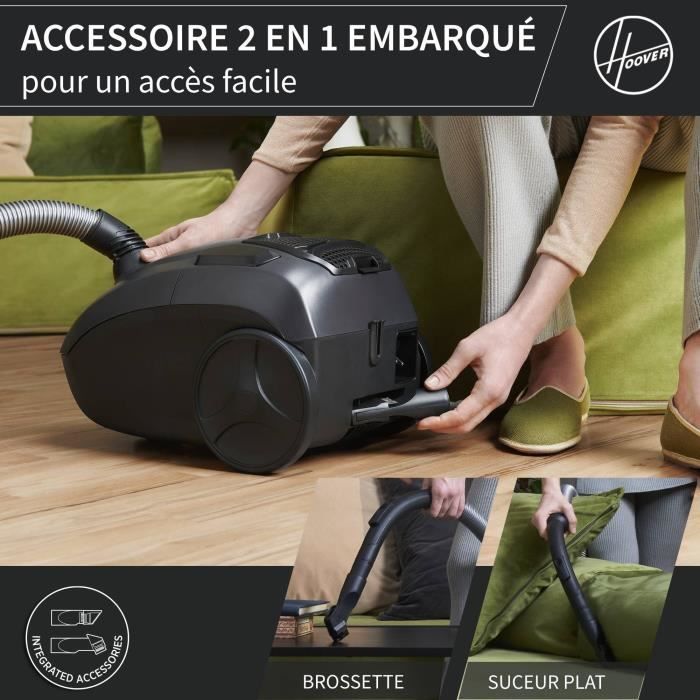 HOOVER HE1 Bagged Cylinder Vacuum Cleaner - 2.5 L - High Performance on Hard Floors