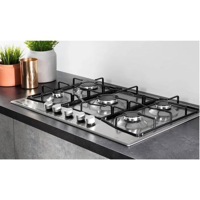 HOTPOINT PNN 751 IX Gas Hob - 5 Burners - 75 x 51 cm - Stainless Steel 10.5kW W75 D51cm