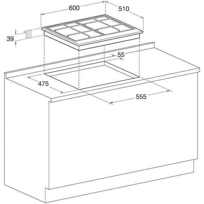 HOTPOINT Gas Hob - 4 Burners - W 60 x D 51 cm - PNN 641 IX