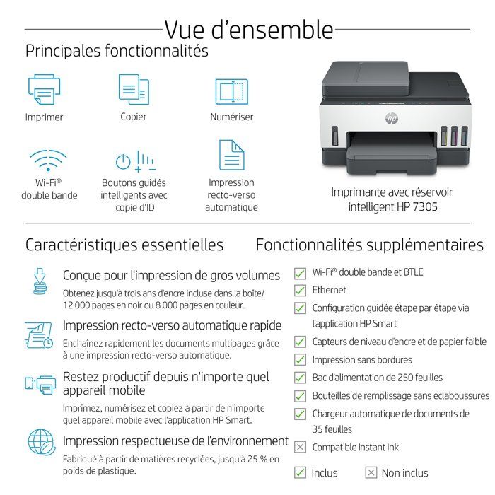 HP SmartTank 7305 All-in-One Printer - Thermal Inkjet - Ink Tank