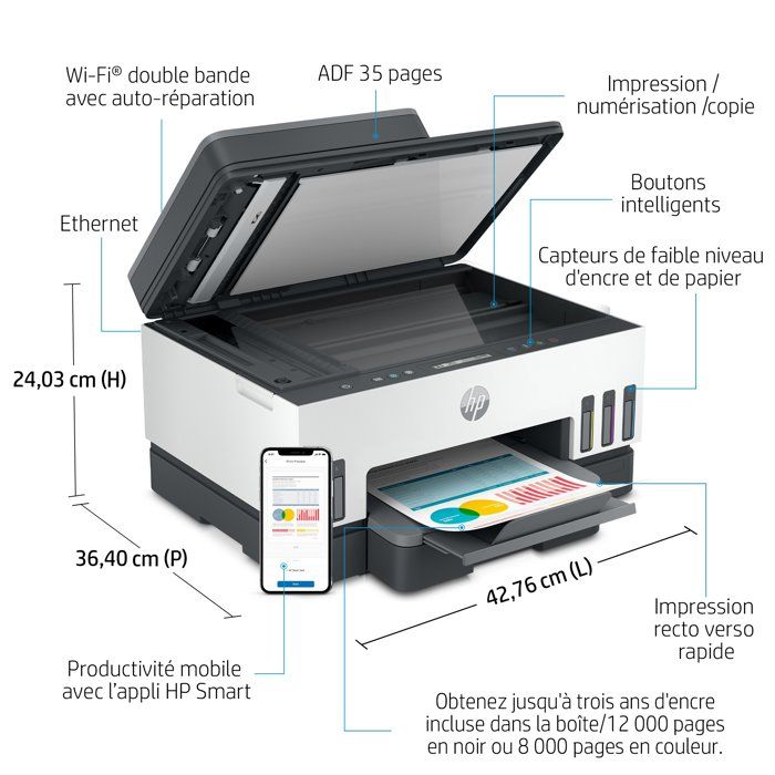 HP SmartTank 7305 All-in-One Printer - Thermal Inkjet - Ink Tank