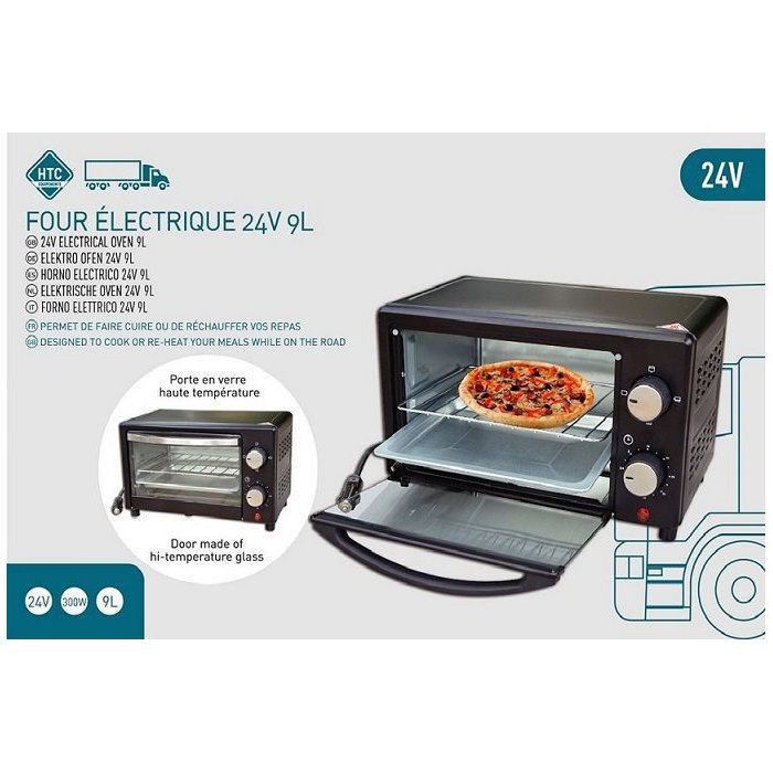 HTC EQUIPEMENTS Electric Oven - 24V 300W 9 L - Portable Cooking & Reheating