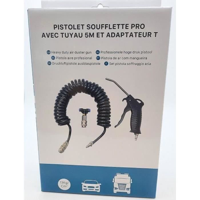 HTC Equipment Professional Air Blow Gun Kit - Includes 5 m Hose and T-Adapter - 13 kg/cm² 5-meter 13kg/cm2