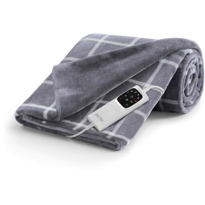 Imetec Heated Blanket - 150x110 cm - 6 Temperature Settings - Velvet and Sherpa - Machine Washable