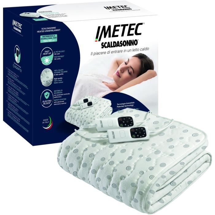 Imetec Heated Mattress Topper - Double Adapto, 150x160cm - 6 Temperature Settings - 100% Cotton 2-Person