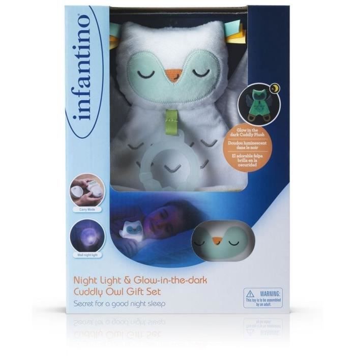 Infantino Gift Set - Nightlight and Luminous Plush Owl - 12 Months and Up - Model 302036