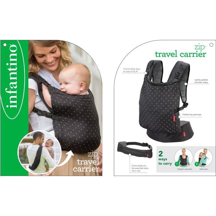 INFANTINO Zip Travel Banana Baby Carrier - Lightweight - Up to 18 kg