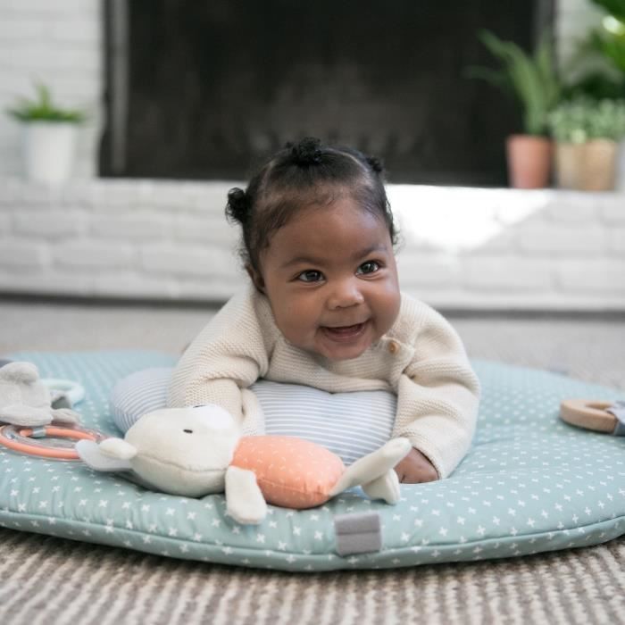 INGENUITY Tapis d'éveil réversible  bébé évolutif - Loamy -  pliable, arche de jeu en bois amovible, 5 jouets,cadeau bébé