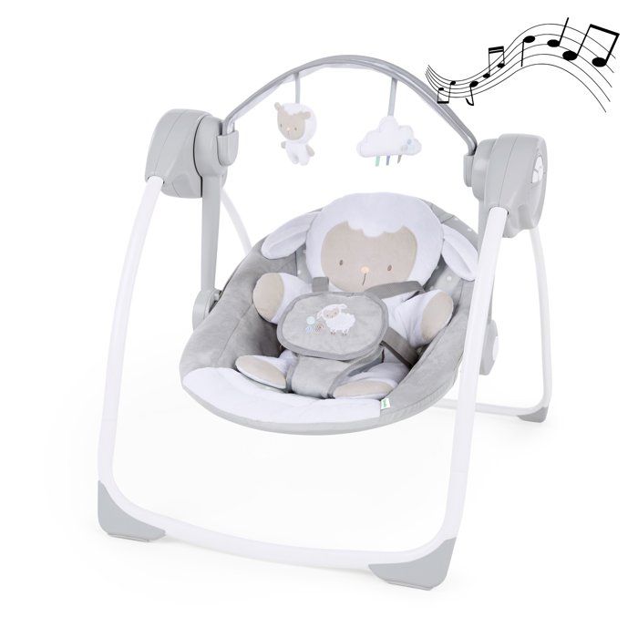 INGENUITY Baby Bouncer, Foldable Electric Swing - Little Sheep, 6 Swing Speeds, 12 Melodies