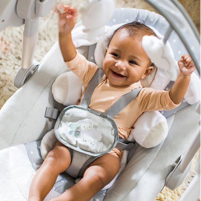 INGENUITY Baby Bouncer, Foldable Electric Swing - Little Sheep, 6 Swing Speeds, 12 Melodies