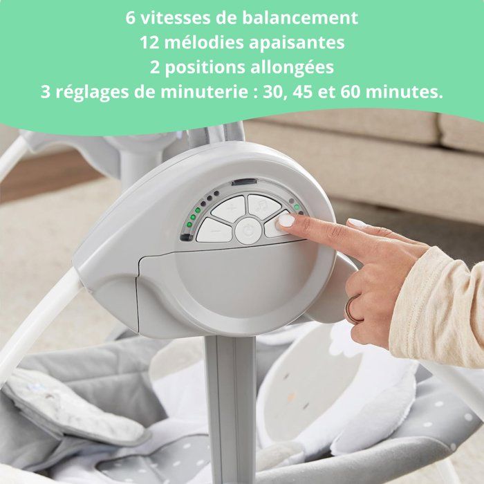 INGENUITY Baby Bouncer, Foldable Electric Swing - Little Sheep, 6 Swing Speeds, 12 Melodies