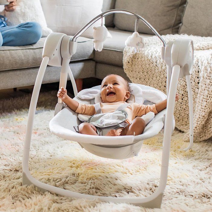 INGENUITY Baby Bouncer, Foldable Electric Swing - Little Sheep, 6 Swing Speeds, 12 Melodies