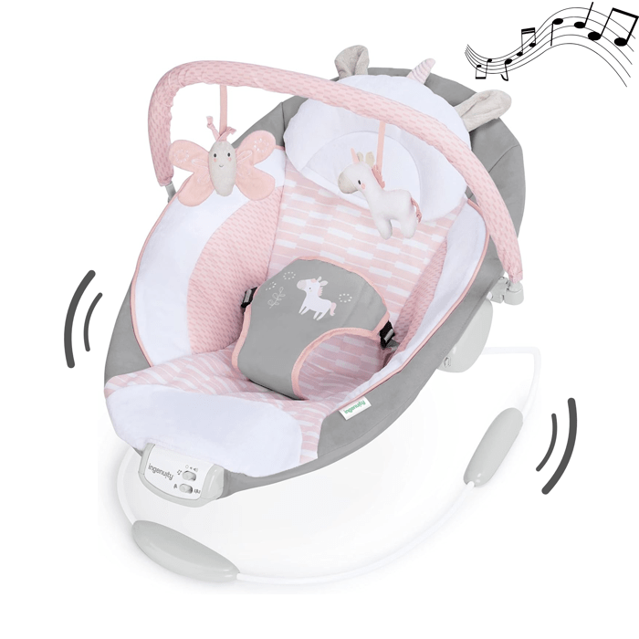 INGENUITY Baby Bouncer - Flora - Activity Arch with Removable Toys