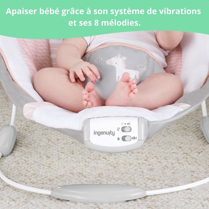 INGENUITY Baby Bouncer - Flora - Activity Arch with Removable Toys
