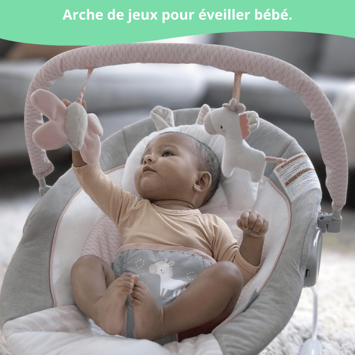 INGENUITY Baby Bouncer - Flora - Activity Arch with Removable Toys