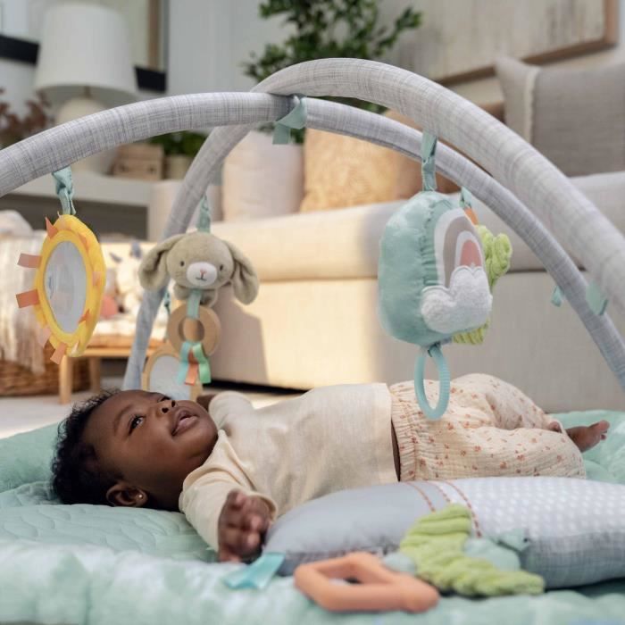 INGENUITY Calm Spring Extra Soft Baby Floor Play Mat with 6 Detachable Multi-Sensory Toys