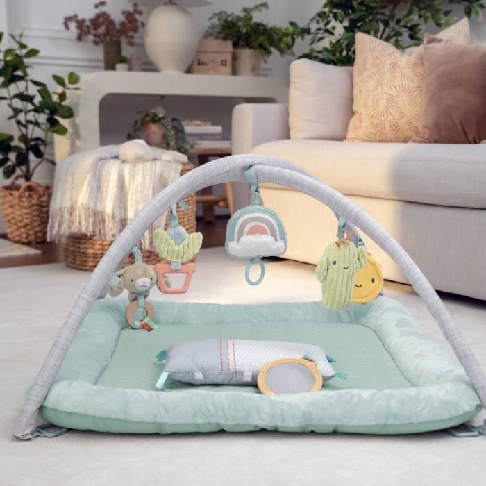 INGENUITY Calm Spring Extra Soft Baby Floor Play Mat with 6 Detachable Multi-Sensory Toys