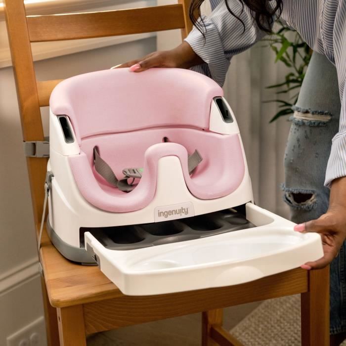 INGENUITY Baby Booster Seat - 2-in-1 Base, Removable Tray, Easy Storage and Cleaning