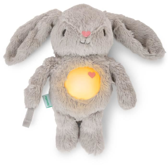 INGENUITY - Baby Night Light, Bunny Comforter, Baby Gift, Sylvie Plush Toy, Responds to Baby's Cries, Musical, Luminous, Pacifier Clip