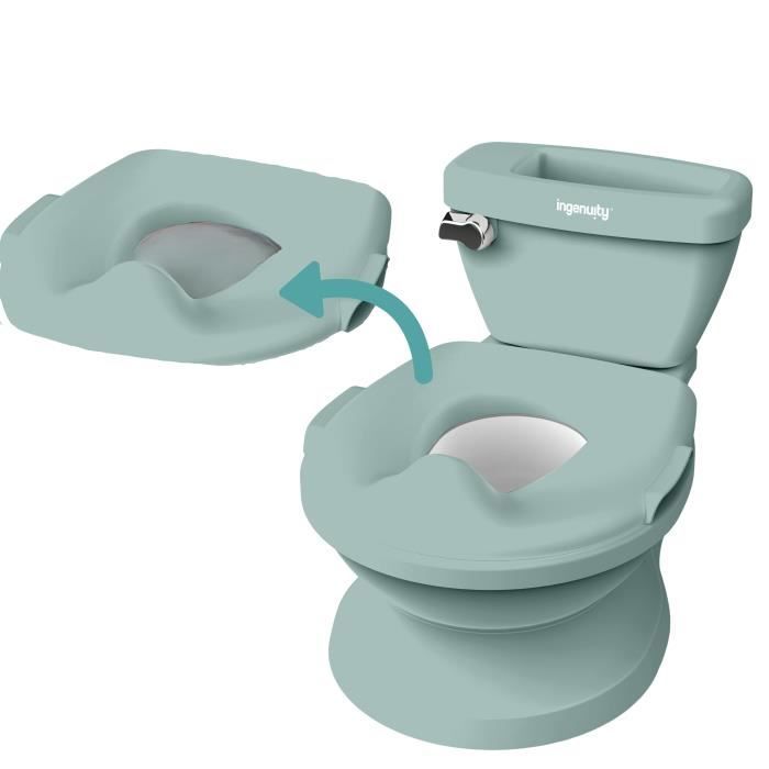 INGENUITY Mini Children's Toilet with Toilet Seat Reducer, Musical Flush, Green