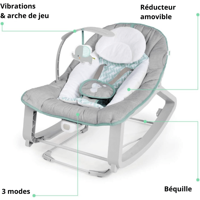 INGENUITY Keep Cozy Weaver 3-Position Convertible Baby Rocking Bouncer, 0 M+ up to 18 kg