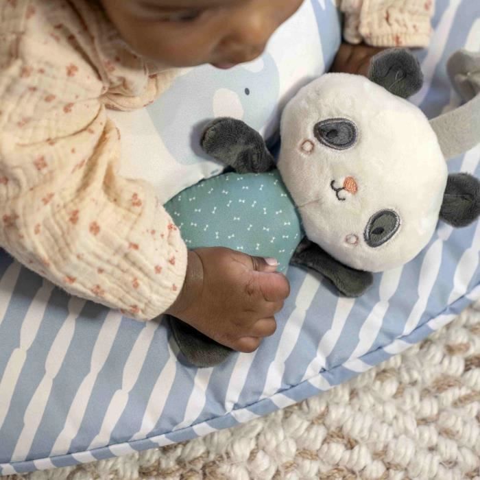 INGENUITY Tapis d'éveil bébé pliable Cosy Spot Elephant,coussin reversible, arche de jeux en bois, miroir et jouets sensoriels bébé