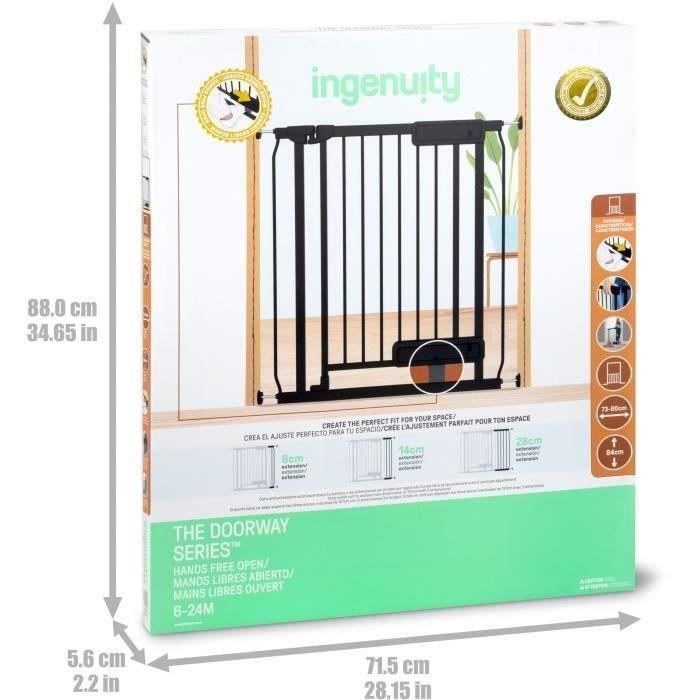 INGENUITY Stair Safety Gate - 73 to 80 cm - 84 cm High - Hand or Foot Opening