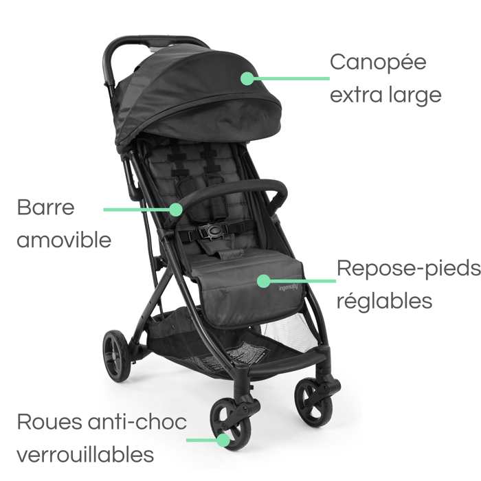 INGENUITY Ultra-compact 3D Quickclose Stroller - Lightweight - From birth to 4 years - Rain cover included