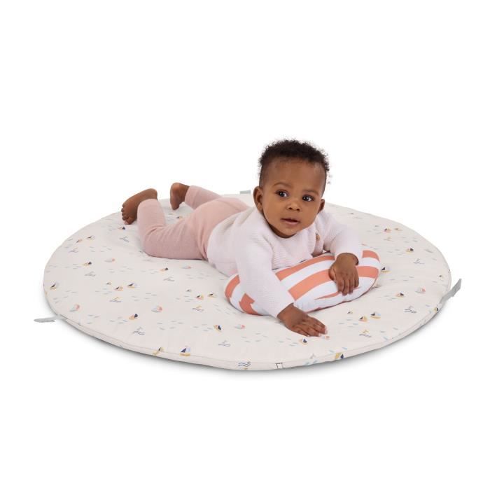 INGENUITY Reversible Baby Playmat - Marine - Foldable Wooden Play Arch, 5 Toys, Mirror, Cushion
