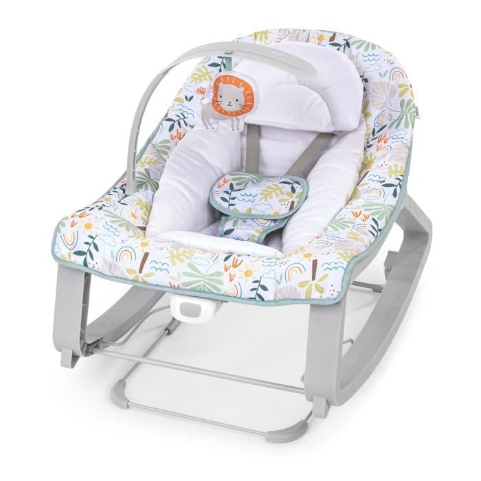 INGENUITY Keep Cozy 3-in-1 Convertible Baby Rocking Bouncer - Tropical Rainbow - 3 Positions: Removable toy bar, up to 18 kg