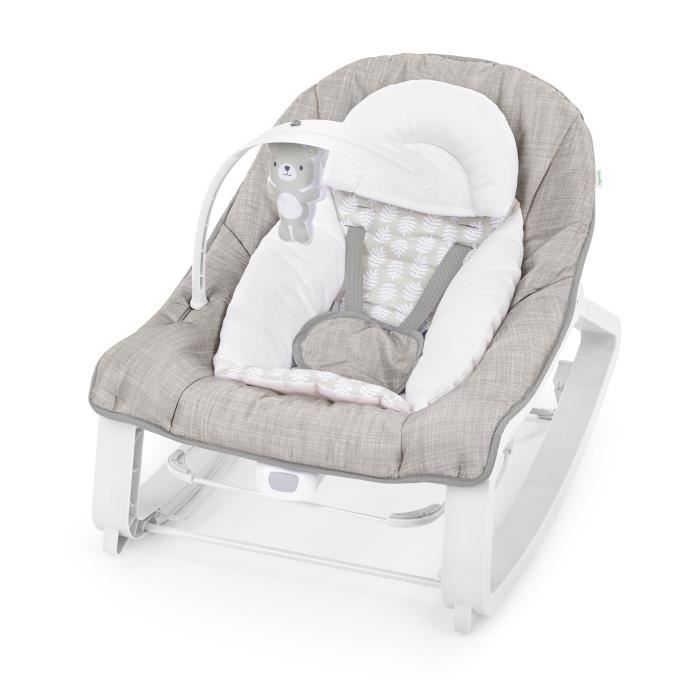 INGENUITY Keep Cozy 3-in-1 Convertible Baby Rocking Bouncer - Linden - 3 Positions: Removable toy bar with plush toys, up to 18 kg
