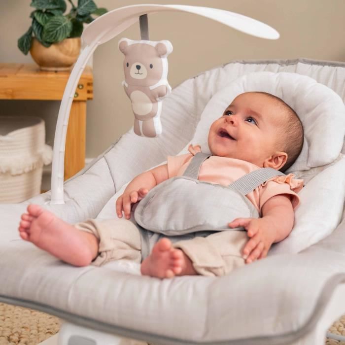 INGENUITY Keep Cozy 3-in-1 Convertible Baby Rocking Bouncer - Linden - 3 Positions: Removable toy bar with plush toys, up to 18 kg