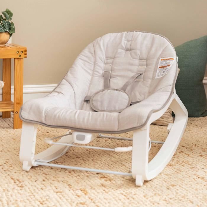 INGENUITY Keep Cozy 3-in-1 Convertible Baby Rocking Bouncer - Linden - 3 Positions: Removable toy bar with plush toys, up to 18 kg
