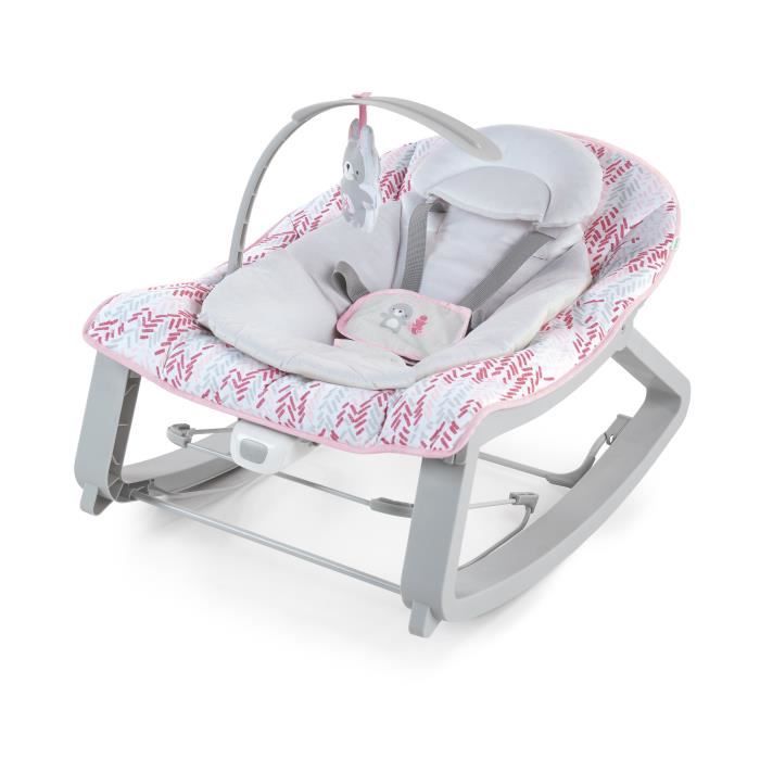 INGENUITY Keep Cozy 3-in-1 Convertible Baby Rocking Bouncer - Lily - 3 Positions: Removable toy bar with plush toys, up to 18 kg