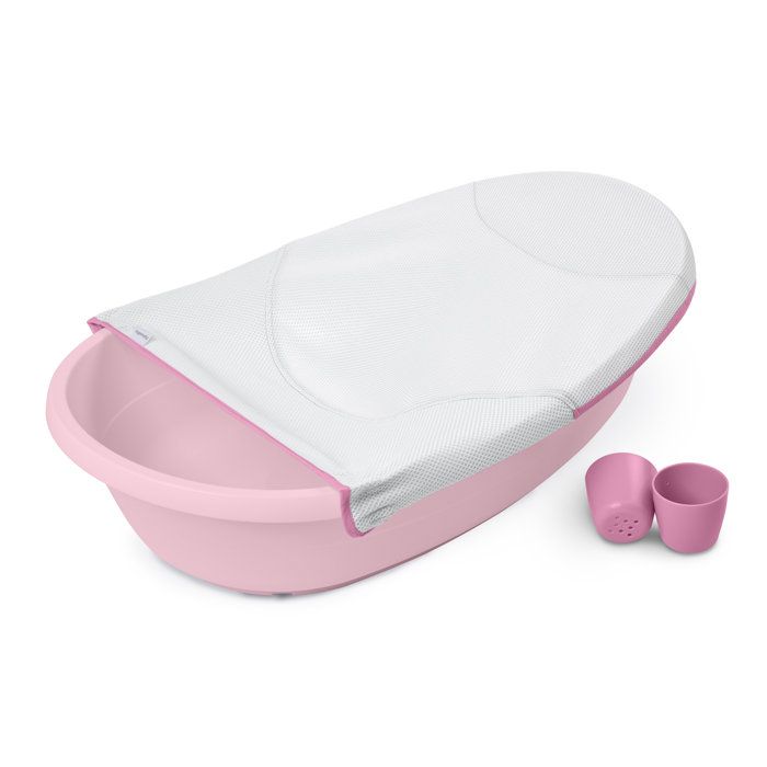 INGENUITY Extra-Large Pink Convertible Baby Bathtub, Fabric Hammock, 0-24 Months