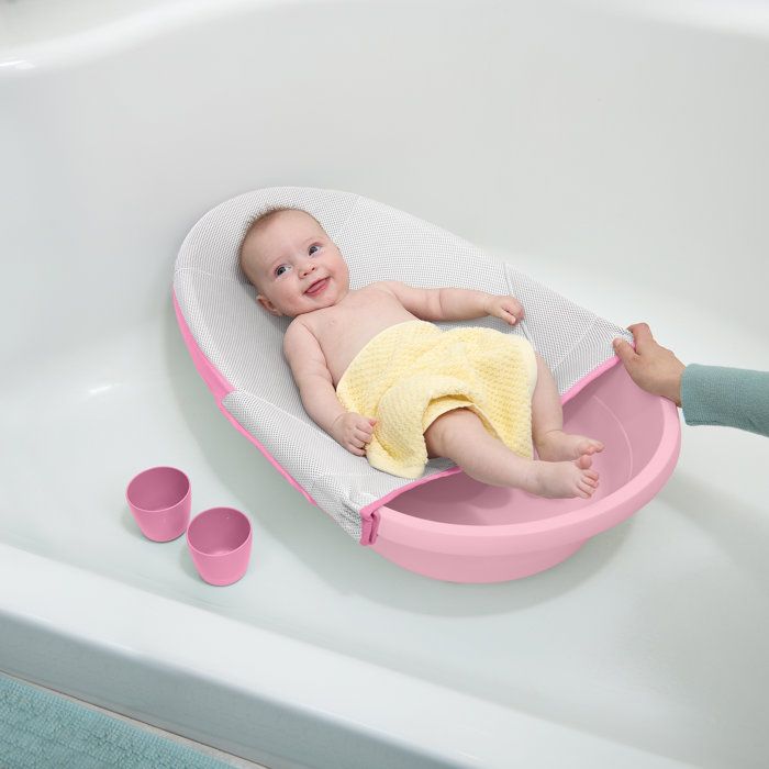 INGENUITY Extra-Large Pink Convertible Baby Bathtub, Fabric Hammock, 0-24 Months