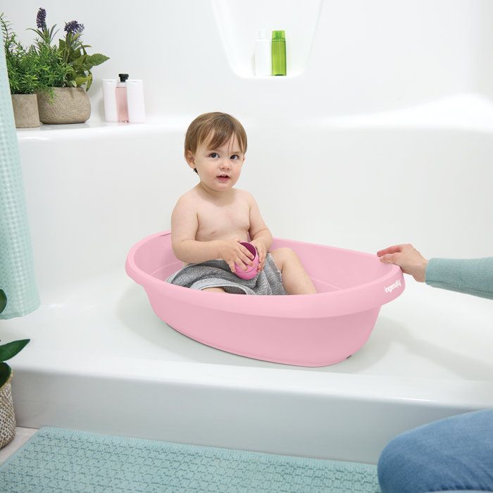 INGENUITY Extra-Large Pink Convertible Baby Bathtub, Fabric Hammock, 0-24 Months