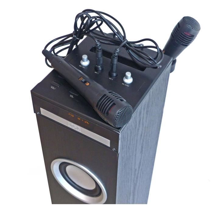 Inovalley HP49CD - Bluetooth Tower Speaker - CD Player, Karaoke, 100W, FM Radio, USB, Aux-in - Black