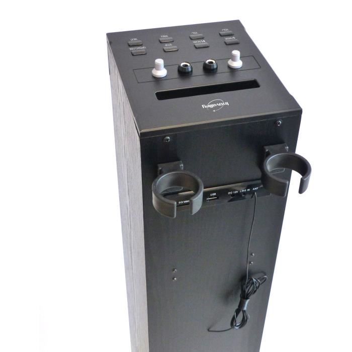 Inovalley HP49CD - Bluetooth Tower Speaker - CD Player, Karaoke, 100W, FM Radio, USB, Aux-in - Black