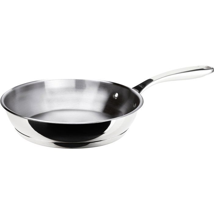 INOXIBAR Frying Pan - Ø 26 cm - Ergonomic Handle - Stainless Steel - Compatible with All Hobs
