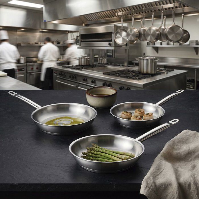 INOXIBAR Poele Stainless Steel Professional Line - Non-stick - Ø 20 cm - Gray - All heat sources including induction