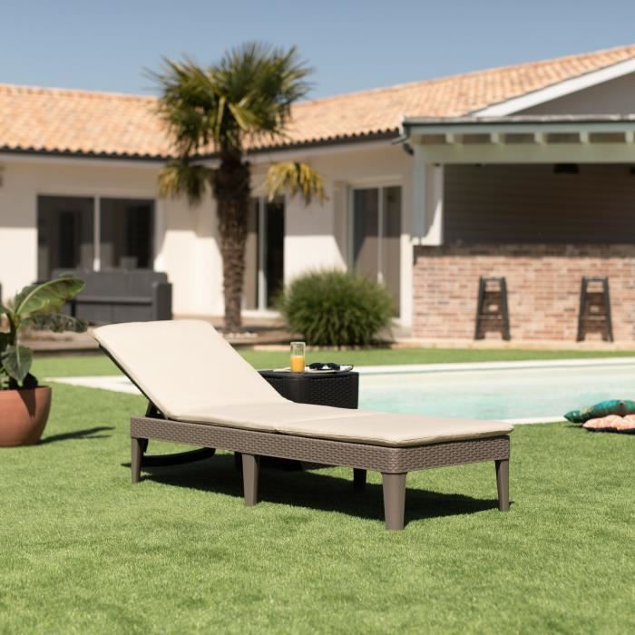 Allibert by KETER Sun Lounger - Jaipur - Wicker-look Resin - Cappuccino
