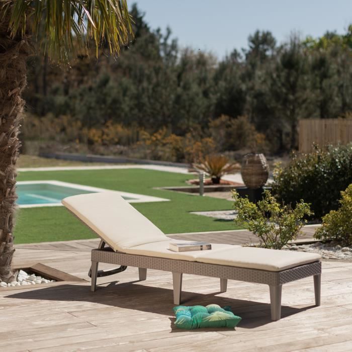 Allibert by KETER Sun Lounger - Jaipur - Wicker-look Resin - Cappuccino