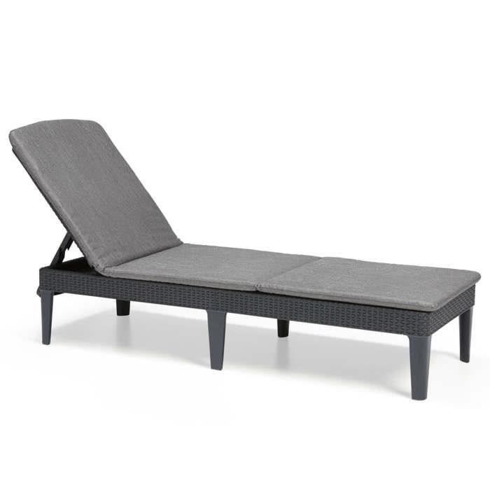 Allibert by KETER Sun Lounger - JAIPUR - Imitation Woven Rattan Resin - Graphite Grey