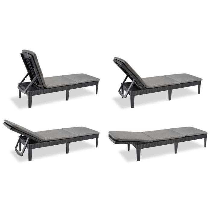 Allibert by KETER Sun Lounger - JAIPUR - Imitation Woven Rattan Resin - Graphite Grey