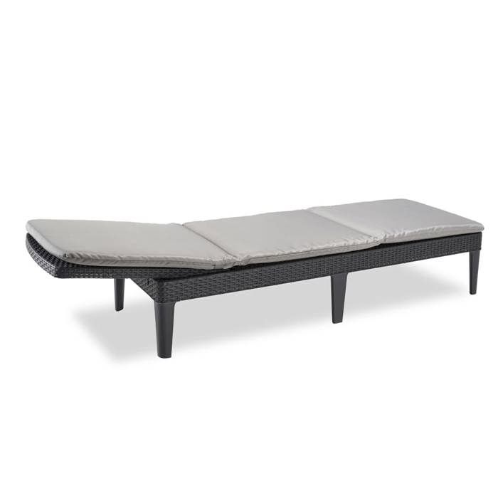 Allibert by KETER Sun Lounger - JAIPUR - Imitation Woven Rattan Resin - Graphite Grey