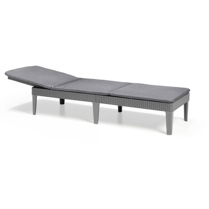 Allibert by KETER Sun Lounger - Jaipur - Imitation Woven Rattan Resin - Grey