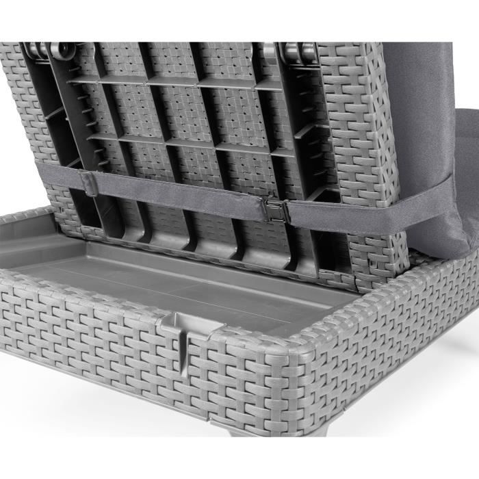 Allibert by KETER Sun Lounger - Jaipur - Imitation Woven Rattan Resin - Grey